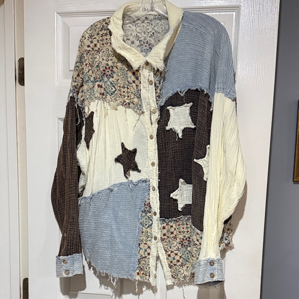 Oli & Hali Patchwork Button-Up Shirt XL